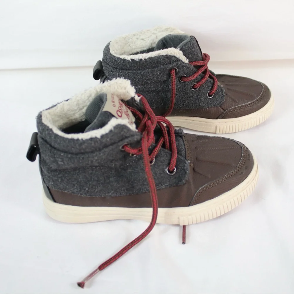 OshKosh B'gosh Brown Faux Fur Boots Mid Top Boots Boys Size‎ 11